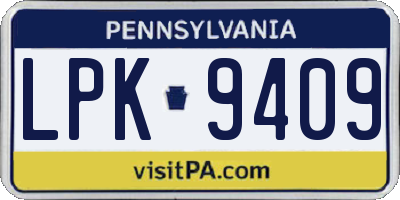 PA license plate LPK9409
