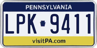 PA license plate LPK9411