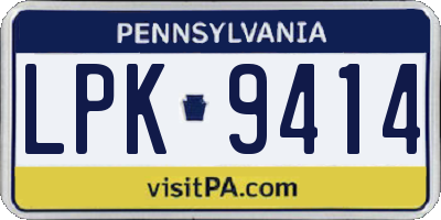 PA license plate LPK9414