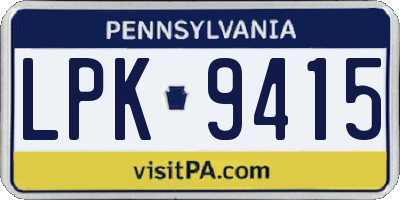 PA license plate LPK9415