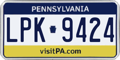 PA license plate LPK9424
