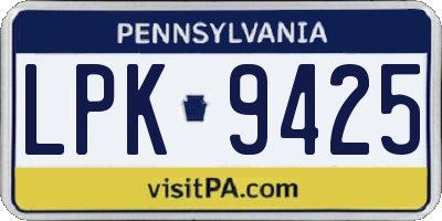 PA license plate LPK9425