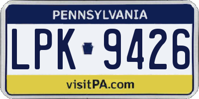 PA license plate LPK9426