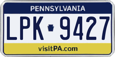 PA license plate LPK9427