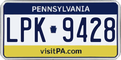 PA license plate LPK9428