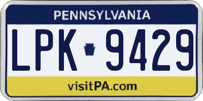 PA license plate LPK9429