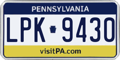 PA license plate LPK9430