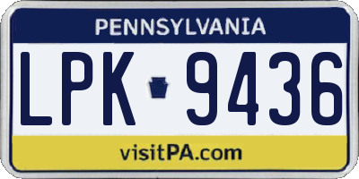 PA license plate LPK9436