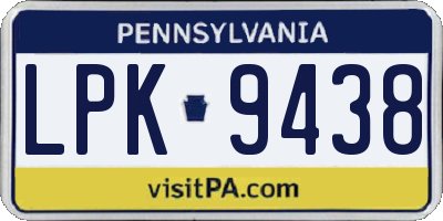 PA license plate LPK9438