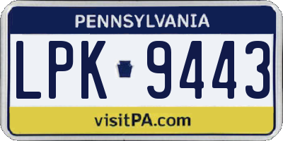 PA license plate LPK9443