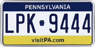 PA license plate LPK9444