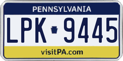PA license plate LPK9445