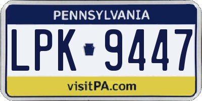 PA license plate LPK9447