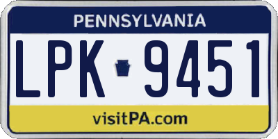 PA license plate LPK9451