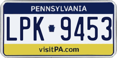 PA license plate LPK9453
