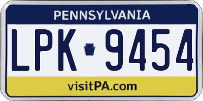 PA license plate LPK9454