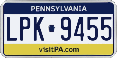 PA license plate LPK9455