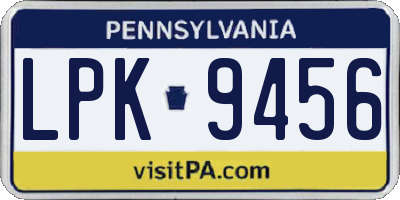 PA license plate LPK9456