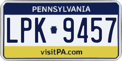 PA license plate LPK9457