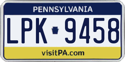 PA license plate LPK9458