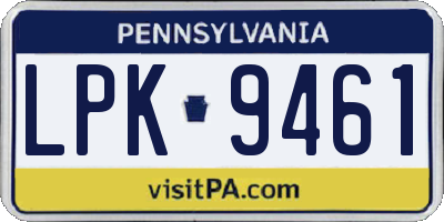 PA license plate LPK9461