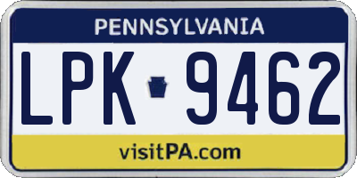 PA license plate LPK9462