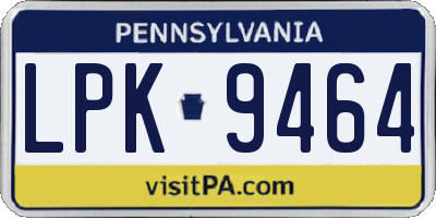 PA license plate LPK9464