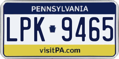 PA license plate LPK9465