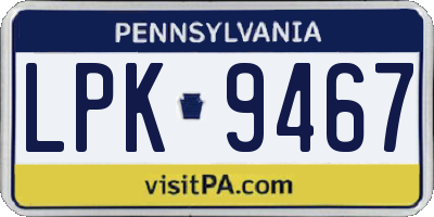 PA license plate LPK9467