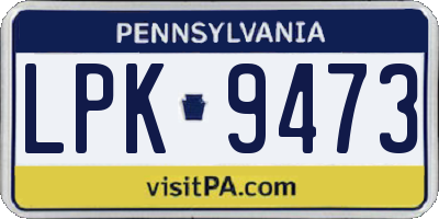 PA license plate LPK9473