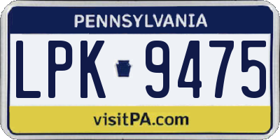 PA license plate LPK9475