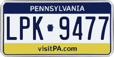 PA license plate LPK9477