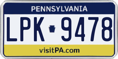 PA license plate LPK9478