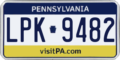 PA license plate LPK9482