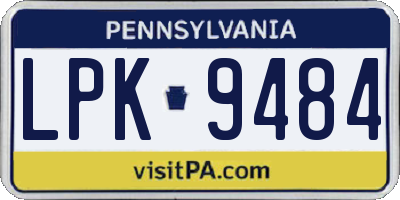 PA license plate LPK9484