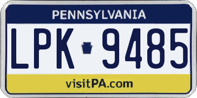 PA license plate LPK9485