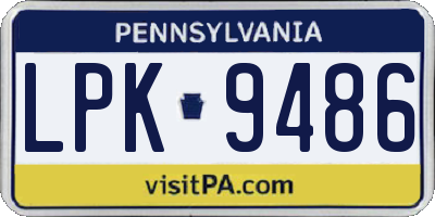 PA license plate LPK9486