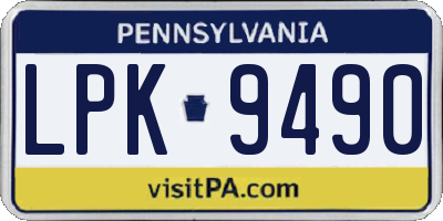 PA license plate LPK9490