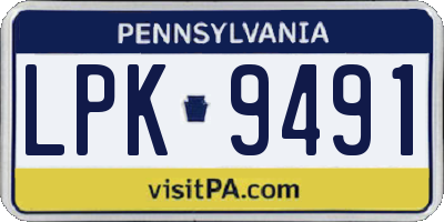 PA license plate LPK9491