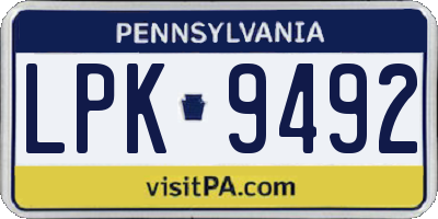PA license plate LPK9492