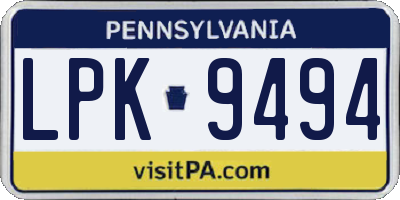PA license plate LPK9494