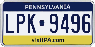 PA license plate LPK9496