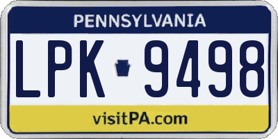 PA license plate LPK9498
