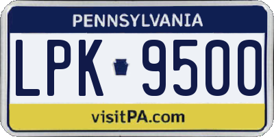 PA license plate LPK9500