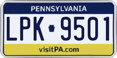 PA license plate LPK9501