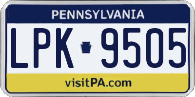 PA license plate LPK9505