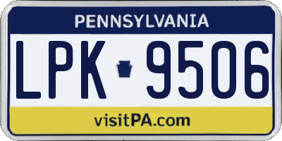 PA license plate LPK9506