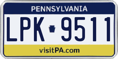PA license plate LPK9511