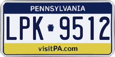 PA license plate LPK9512