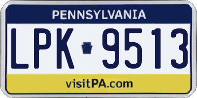 PA license plate LPK9513